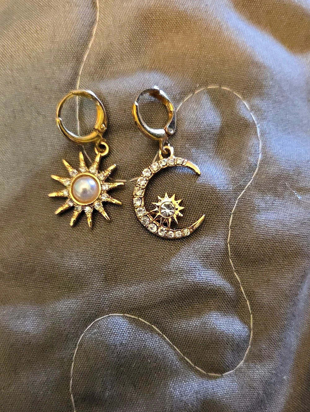 Celestial Sun Moon Dangle Earrings